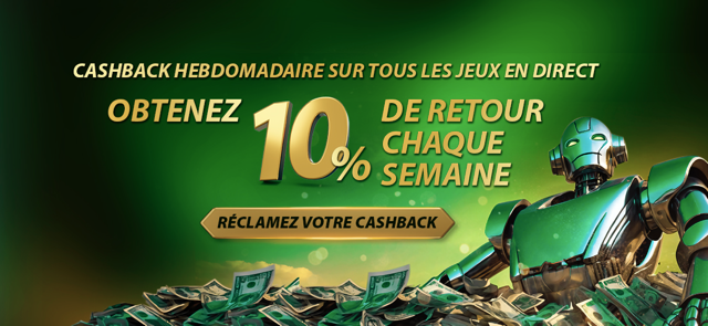 Cashback 10 % Live Casino